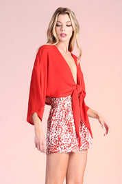 Crinkle Kimono Sleeve Top