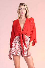 Crinkle Kimono Sleeve Top