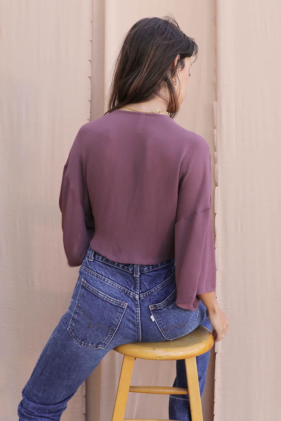 Crinkle Kimono Sleeve Top