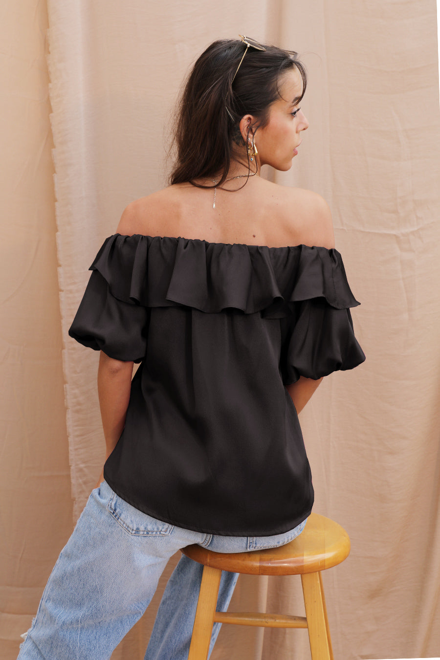 London Off Shoulder Satin Top