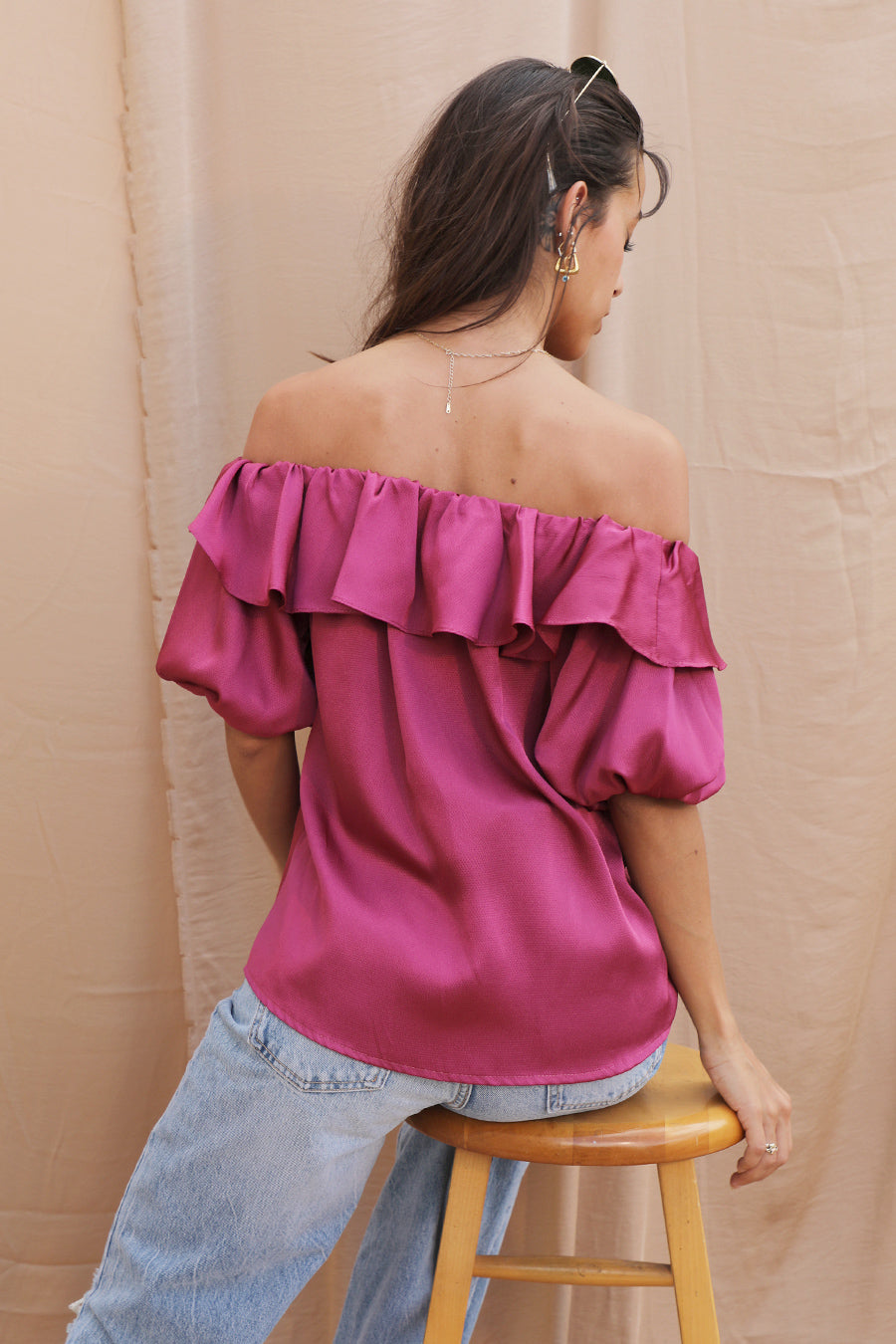 London Off Shoulder Satin Top