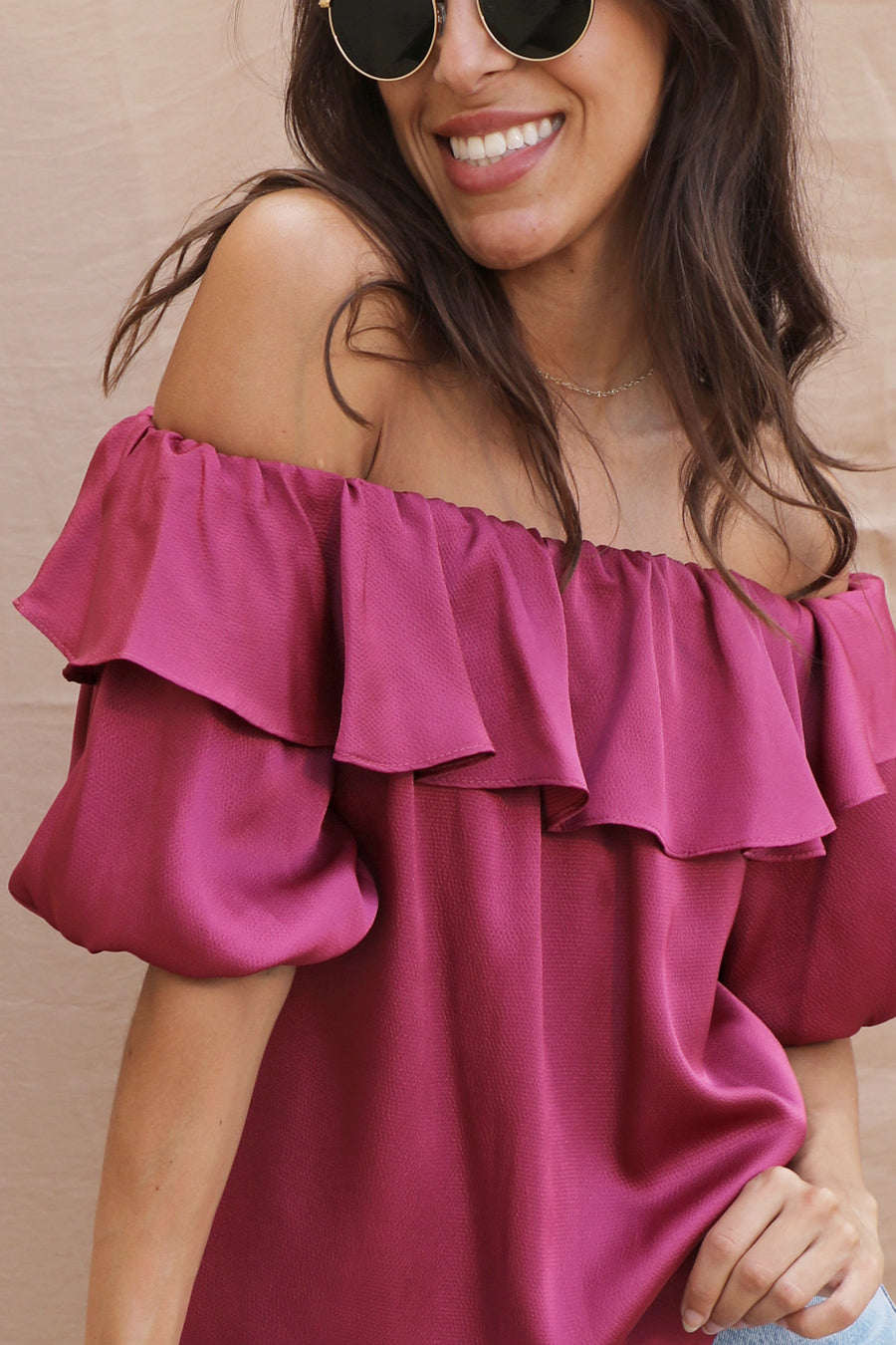 London Off Shoulder Satin Top