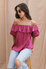 London Off Shoulder Satin Top