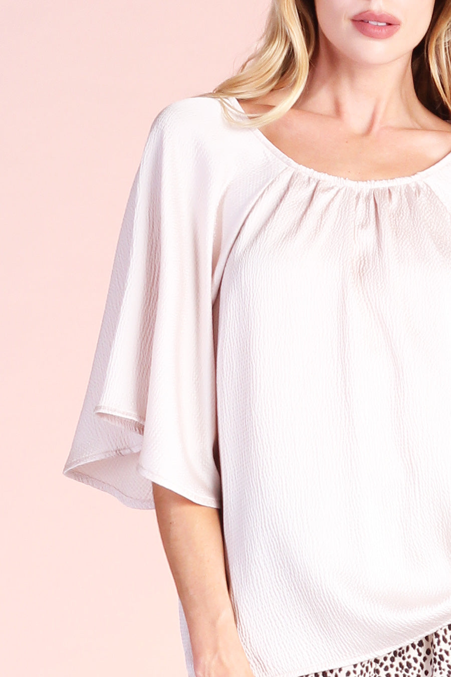 Angelic Textured Satin Sleeve Top