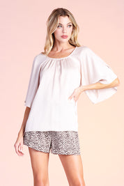 Angelic Textured Satin Sleeve Top