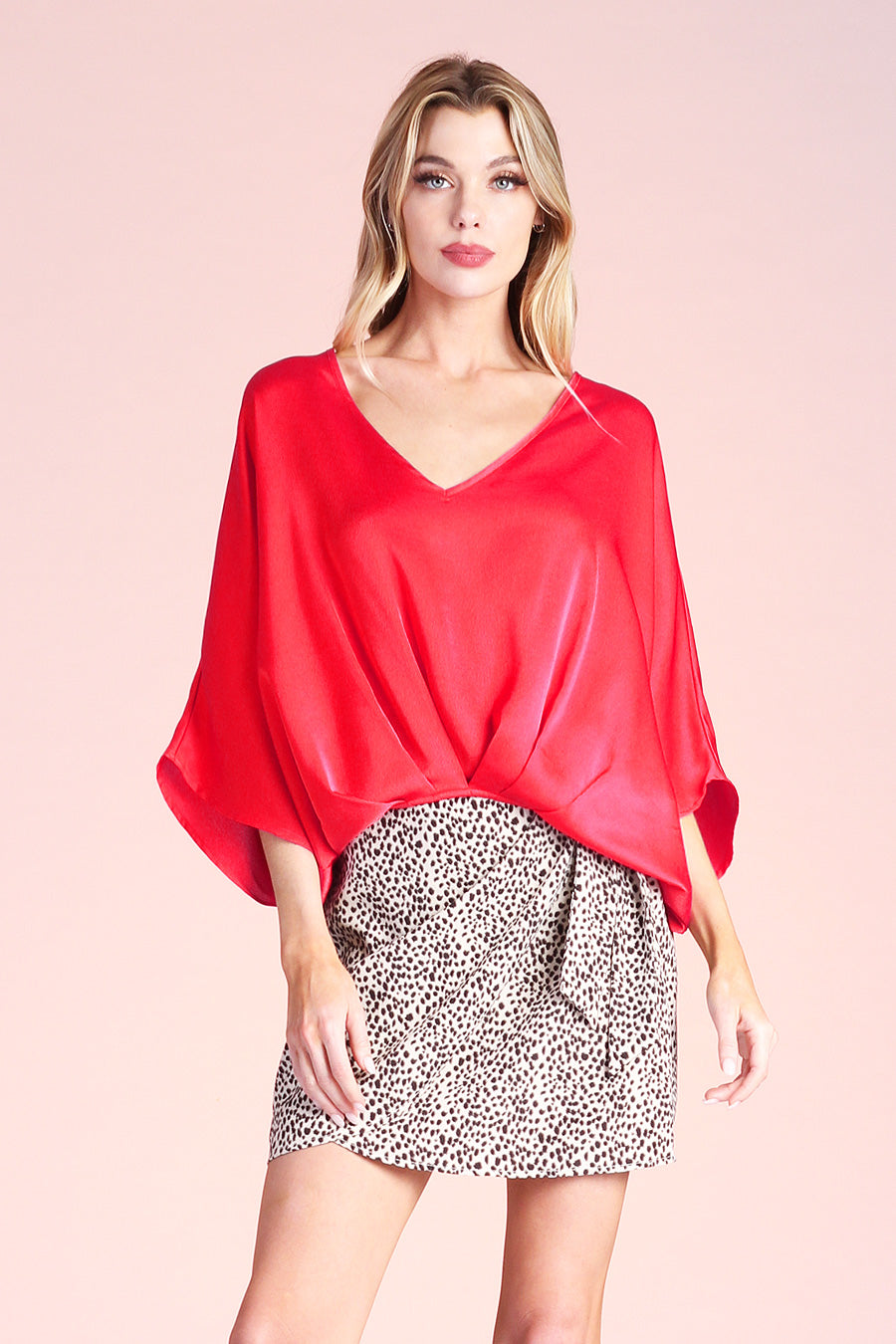 Silky Satin Front Tuck Blouse