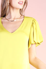 Washed Silk Bubble Sleeve Top