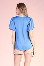 Washed Silk Bubble Sleeve Top