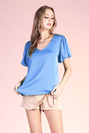 Washed Silk Bubble Sleeve Top