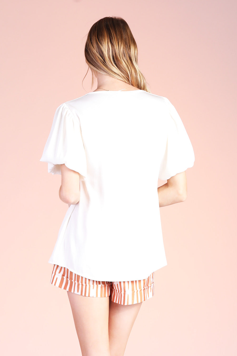 Washed Silk Bubble Sleeve Top