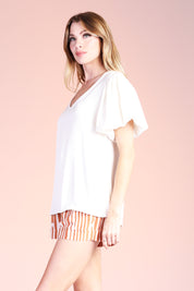 Washed Silk Bubble Sleeve Top