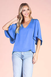 Poly Silk Petal Sleeve Top