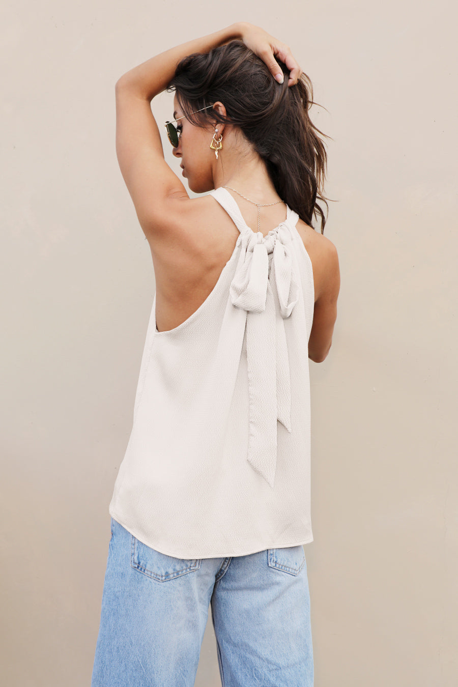 Hammered Satin Ruched Top