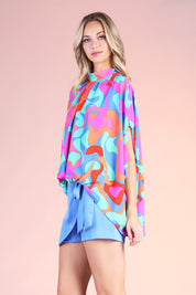 Tulum Dreaming Mock Neck Caftan Top