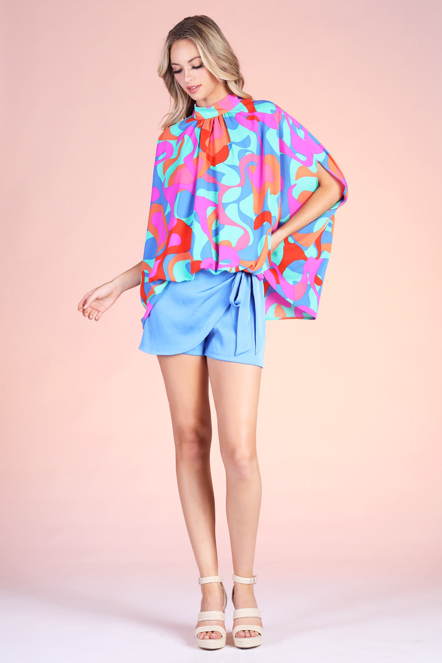 Tulum Dreaming Mock Neck Caftan Top