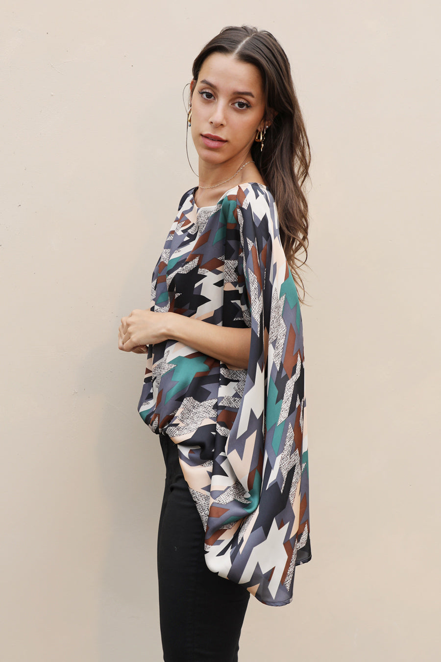 Houndstooth Caftan Top