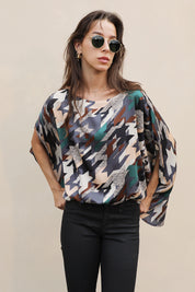 Houndstooth Caftan Top