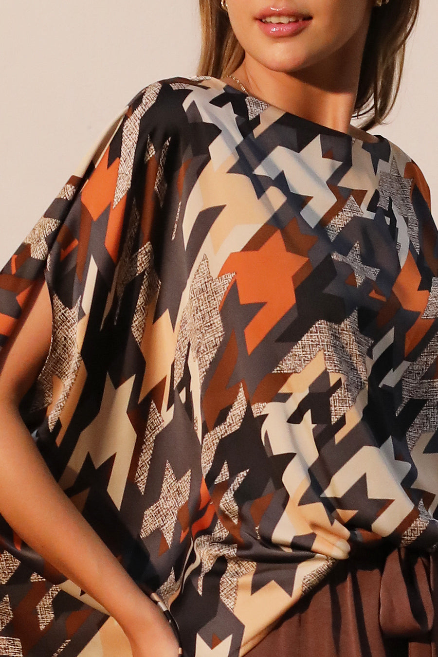 Houndstooth Caftan Top