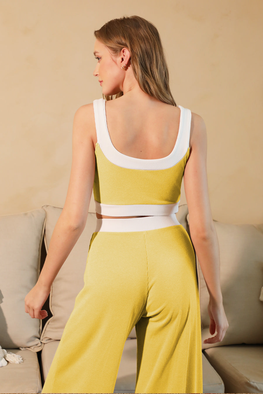 Contrast Knit Crop Tank