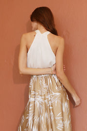 Washed Poly Silk Cut Out Top