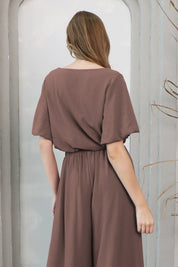Matte Crepe Bubble Sleeve Crop Top