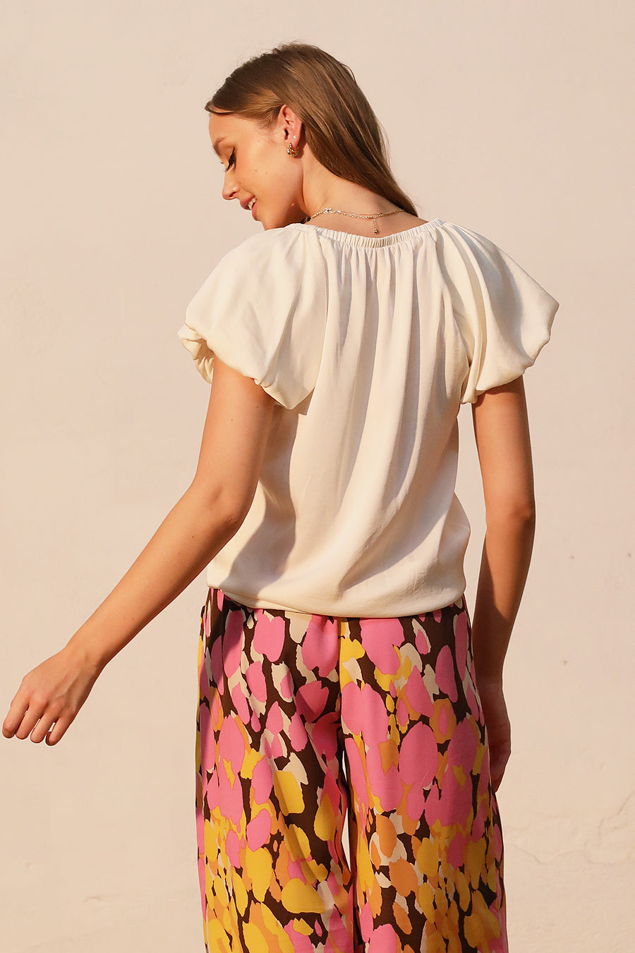 Washed Poly Silk Twist Front Crop Top