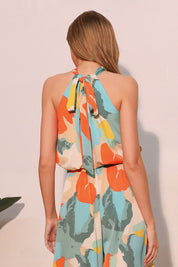 Koi Flower Ruched Halter Crop Top