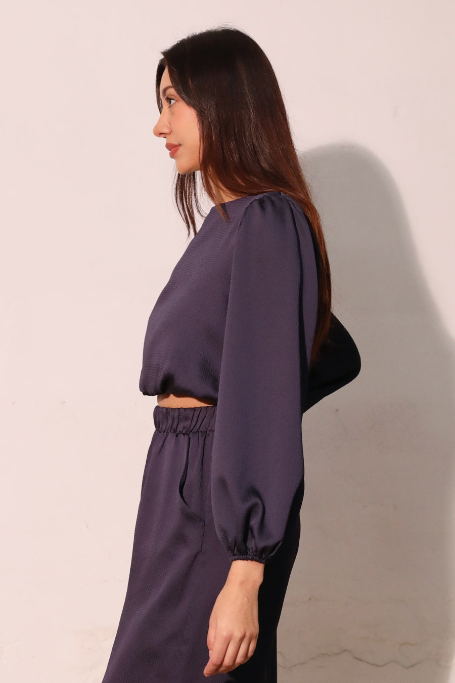 Boat Neck Bubble Hem Top