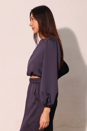 Boat Neck Bubble Hem Top