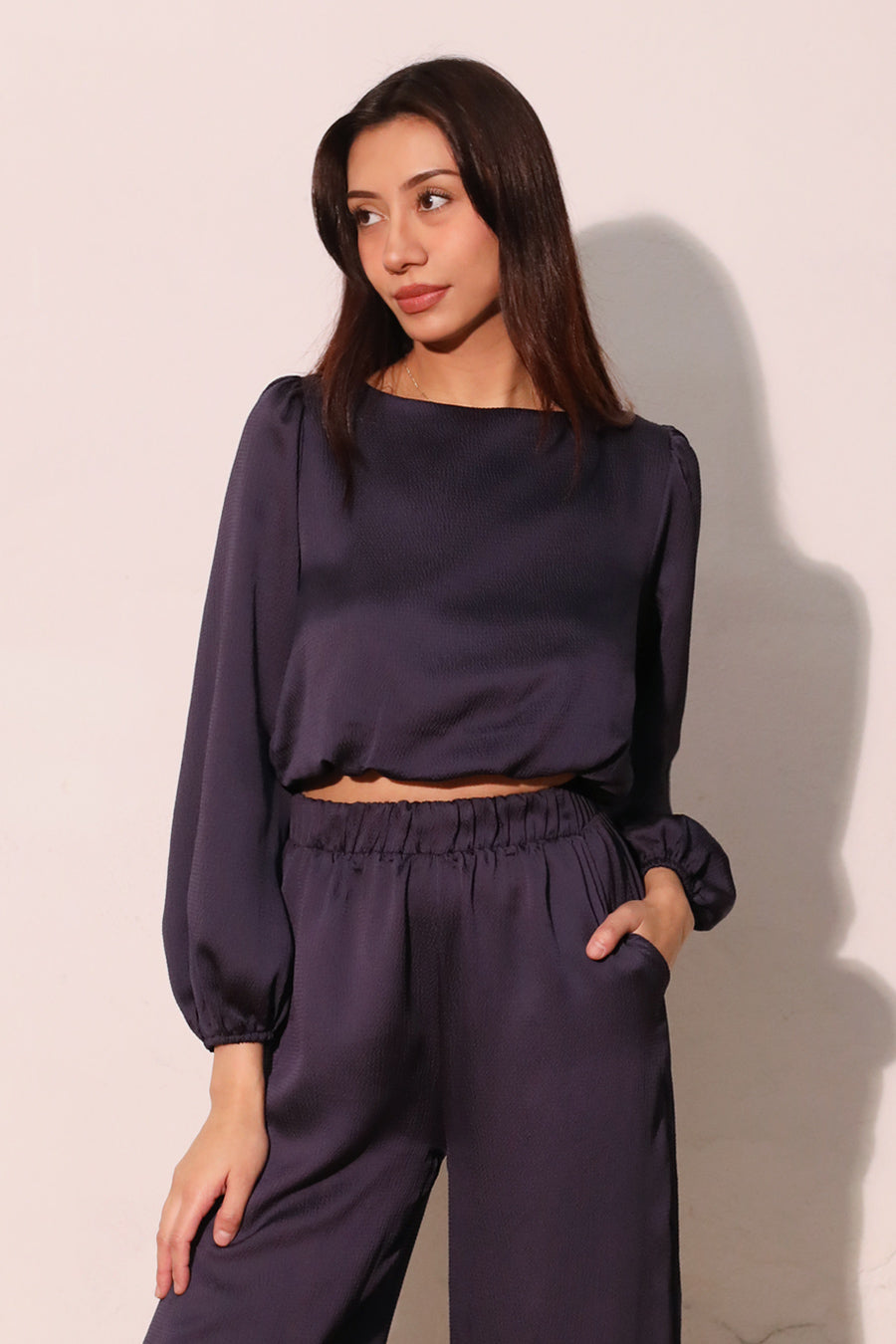 Boat Neck Bubble Hem Top