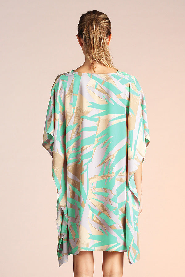 Abstract Palm Caftan Dress
