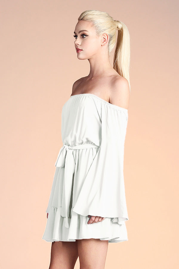 Off Shoulder Bell Sleeve Dress - Ahri