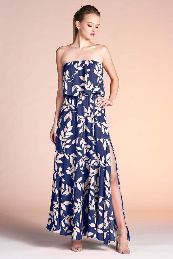 Maui Leaf Strapless Dress