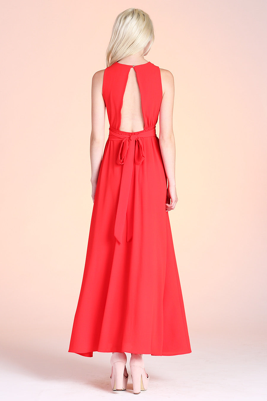 Textured Solid Slit Front Maxi
