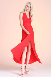 Textured Solid Slit Front Maxi