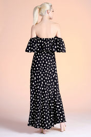 Off Shoulder Paint Stroke Maxi Dress