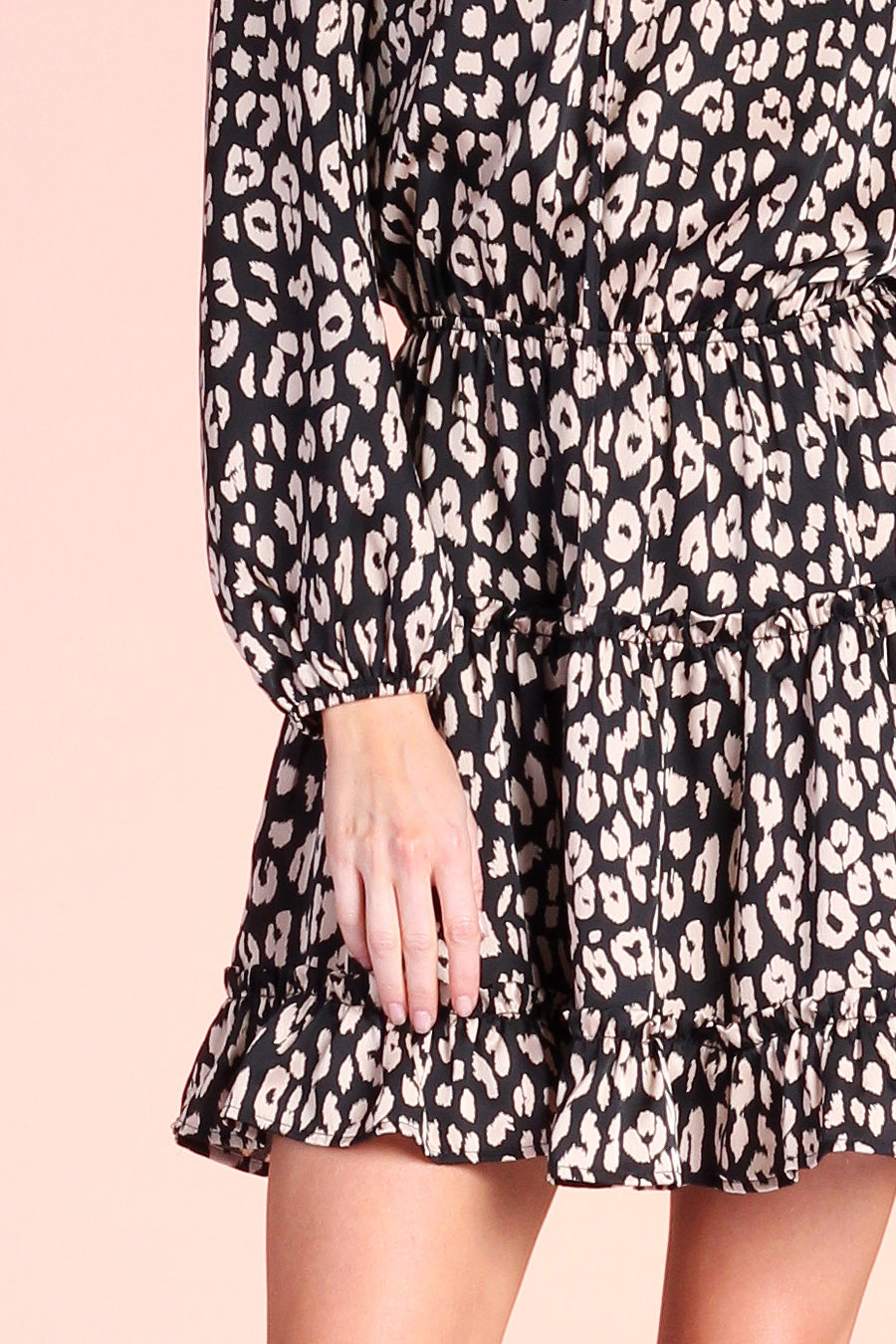 Bold Cheetah Satin Baby Ruffle Dress