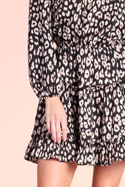 Bold Cheetah Satin Baby Ruffle Dress