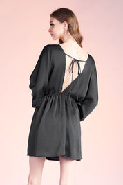 Hammered Satin Kimono Sleeve Dress