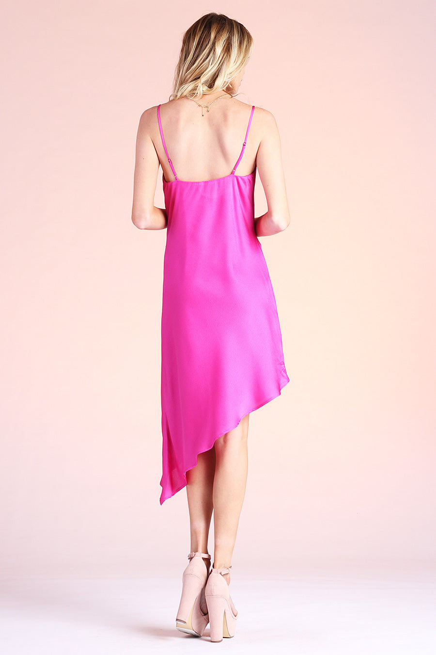 pink satin cowl neck midi dress Other Stories Strappy Cowl Neck Satin Midi Dress In Pink - 60% Off