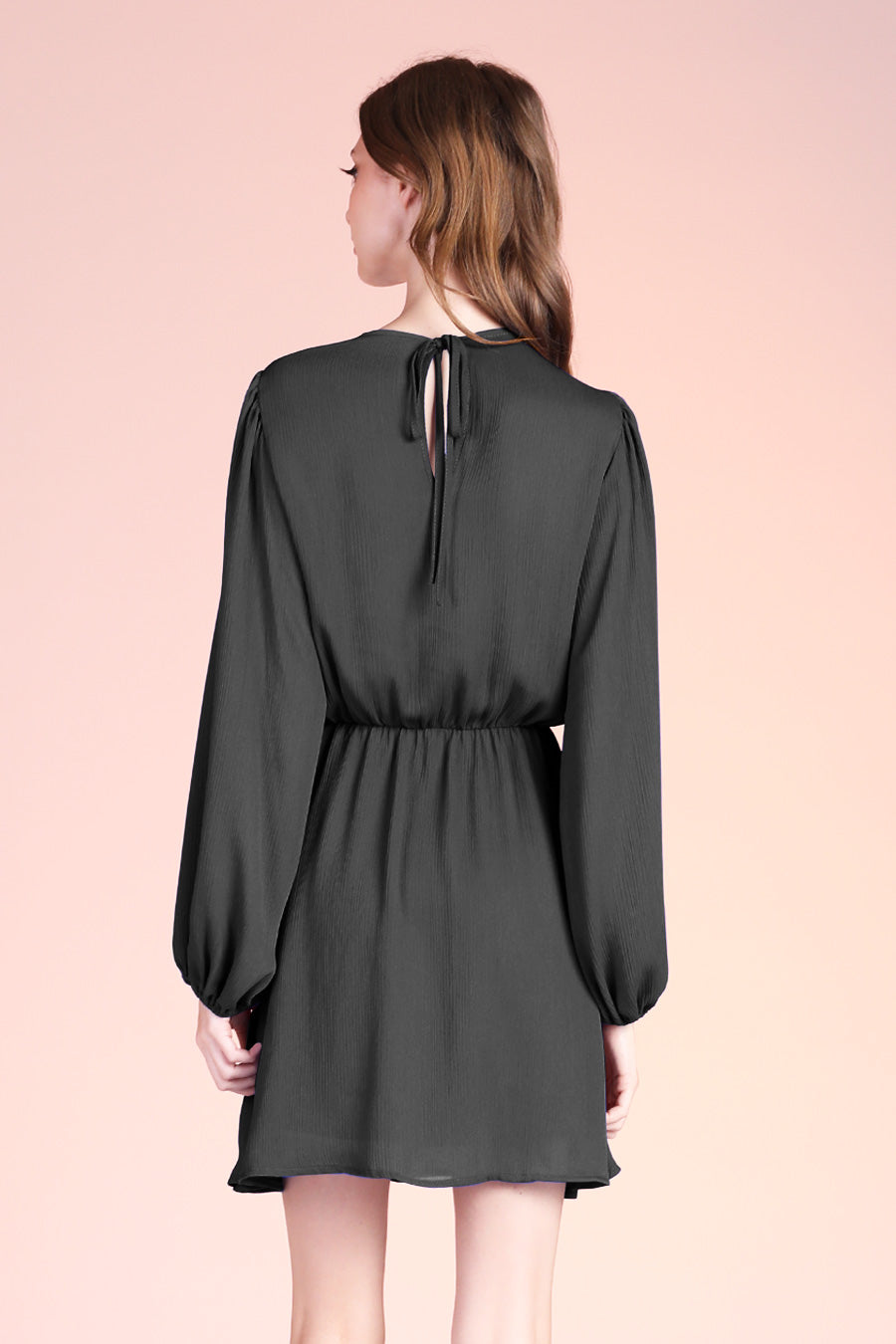 Crinkle Peasant Sleeve Mini Dress