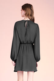 Crinkle Peasant Sleeve Mini Dress