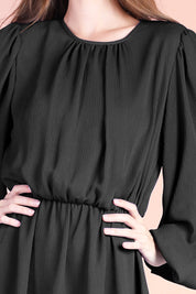 Crinkle Peasant Sleeve Mini Dress