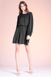 Crinkle Peasant Sleeve Mini Dress