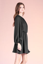 Crinkle Peasant Sleeve Mini Dress