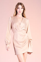 Washed Satin Crepe Wrap Dress