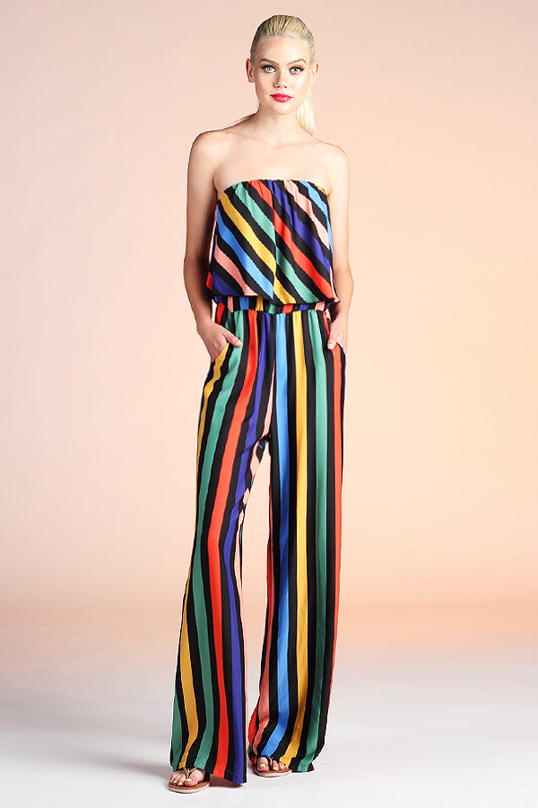 Midnight Rainbow Strapless Jumpsuit