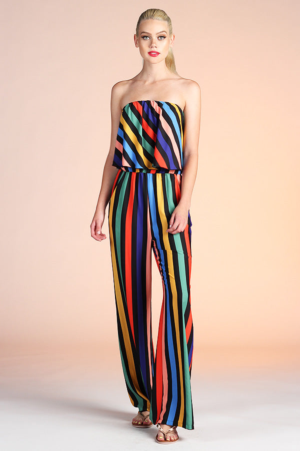 Midnight Rainbow Strapless Jumpsuit