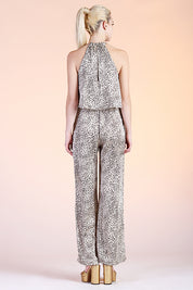 Lynx Satin Ruffle Neck Jumpsuit