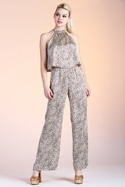 Lynx Satin Ruffle Neck Jumpsuit